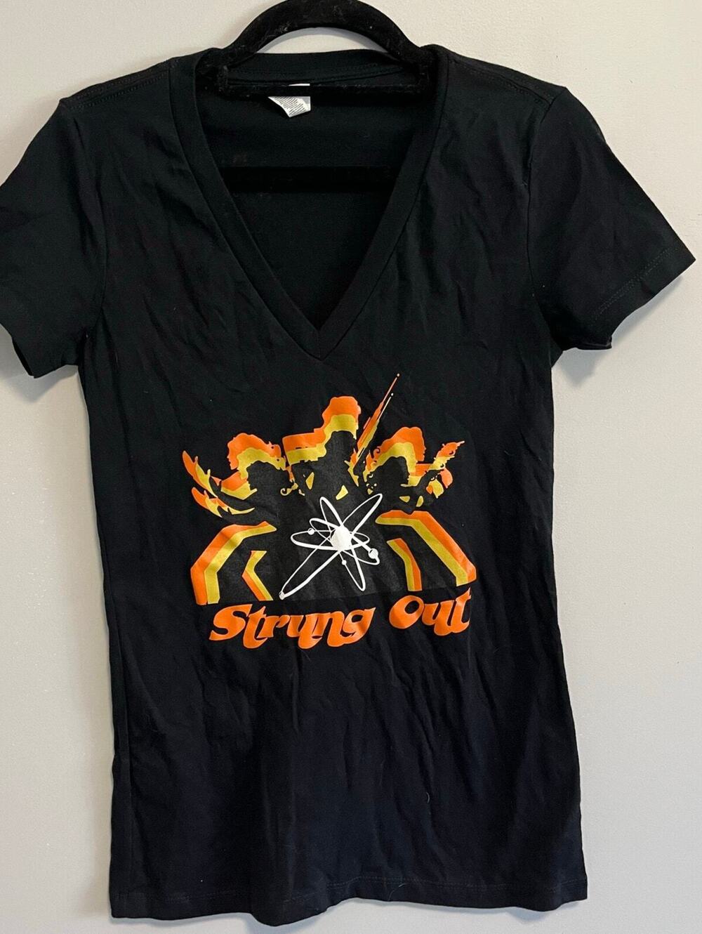 Punk Band Strung Out Band Tee Women’s Black V-Neck Small T-Shirt